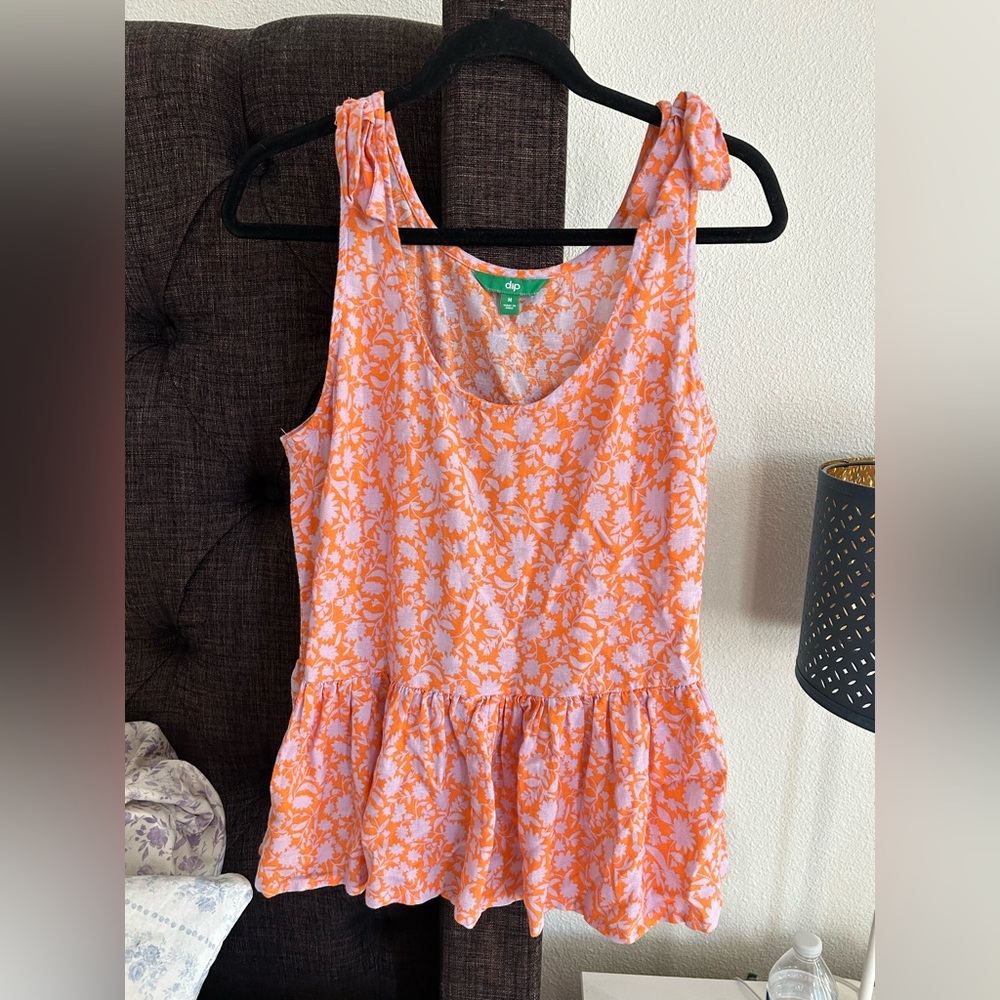 Floral Orange Sleeveless Top